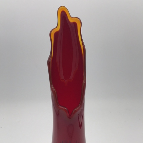 VTG MCM Fenton Ruby Red Amberina Hobnail 15" Swung Vase w/ Original Sticker - Picture 2 of 14